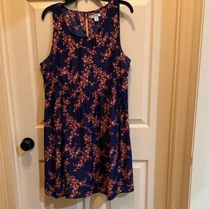 Old Navy Navy Blue and Pink Floral Midi Dress
